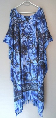 Kaftan Maxi Kleid BLAU SCHWARZ GECKOS XXXXL 4XL 5XL 6XL 62 64 66 68 70 -CW658