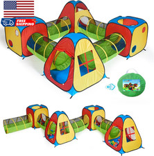 8 in 1 Pop up Children Play Tent House with 4 Tunnel 4 Tents for Boys Girls Babi