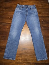 Levis 501 Jeans Mens 30x30 Blue Button Fly Denim Pants Faded Straight Classic