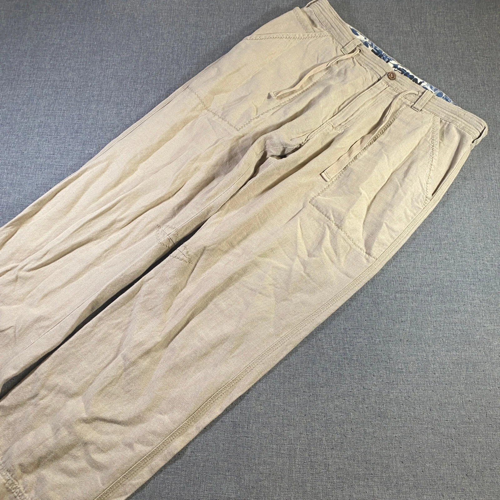 All-Son Mens Beige Cotton Blend Casual Drawstring Pants Size 34 Lightweight