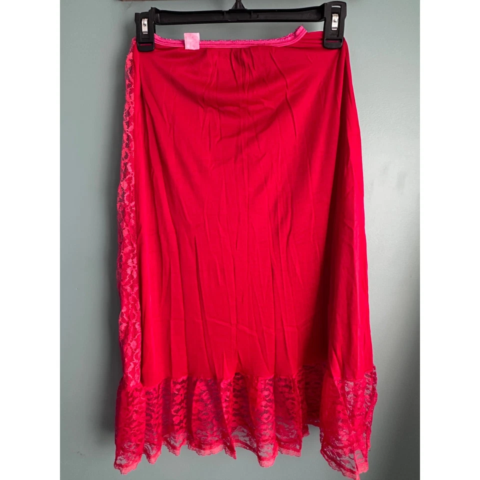 Pink Lady Lingerie Vintage 70s Red Lace Skirt Slip - Image 4 of 4