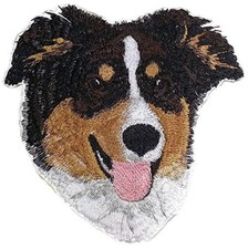 Increíble parche personalizado bordado cara perro pastor australiano planchar/coser (5,5" x