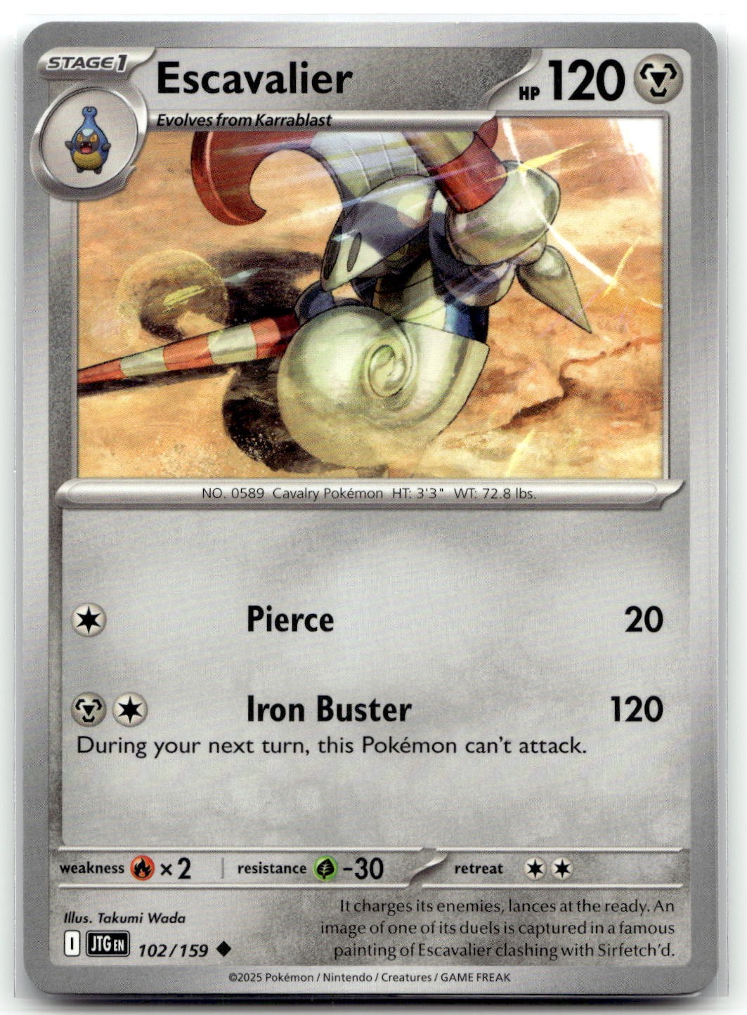 Escavalier 102/159 SV09: Journey Together Uncommon Pokemon TCG NM