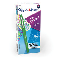 Paper Mate Flair Point-Guard Porous Point Pens 12 Green 8440152