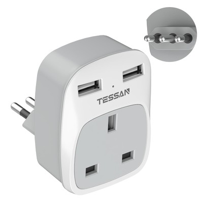 Italien Reisestecker Adapter, Tessan UK auf italienisches Netzteil mit Steckdose 2