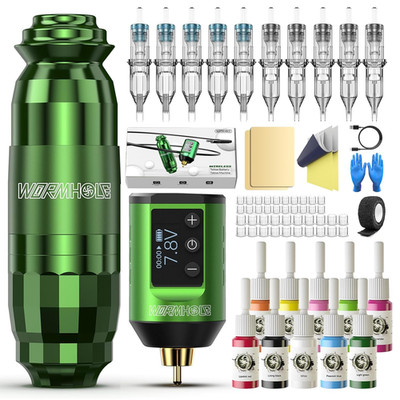 WTK258 Wireless Tattoo Gun Kit Professional Machine Kit Tattoo Pen Kit with 1500
