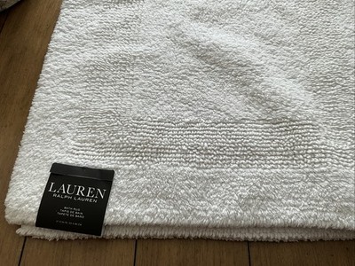 Lauren Ralph Lauren White Bath Mat/Rug Reversible 100% Cotton