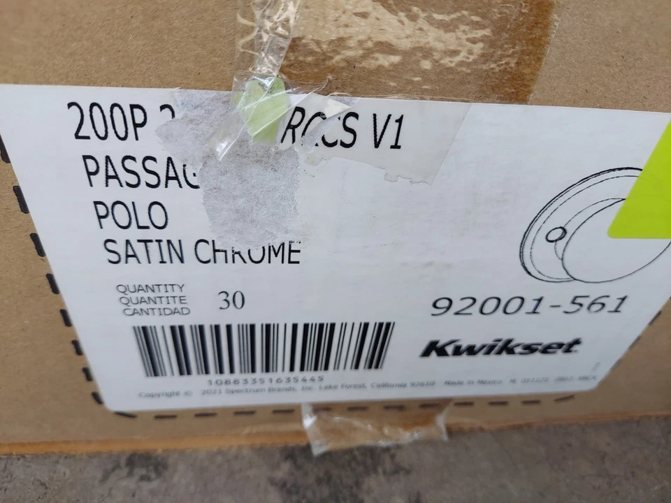 **ESTUCHE DE 30** Kwikset POLO perillas de paso cromadas satinadas lote a granel *NUEVO* Foto 4 de 4