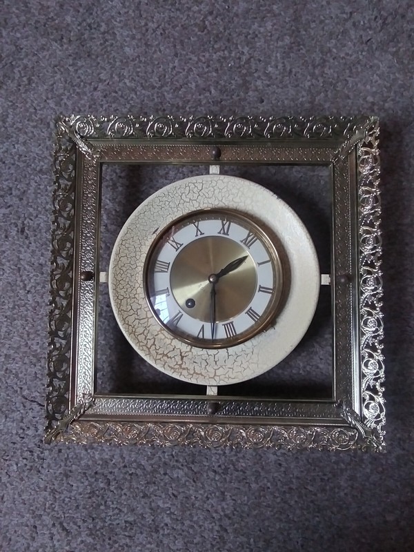 Vtg Picture Framed Wall Clock 8 Day. Made In Germany. Works But No Winder