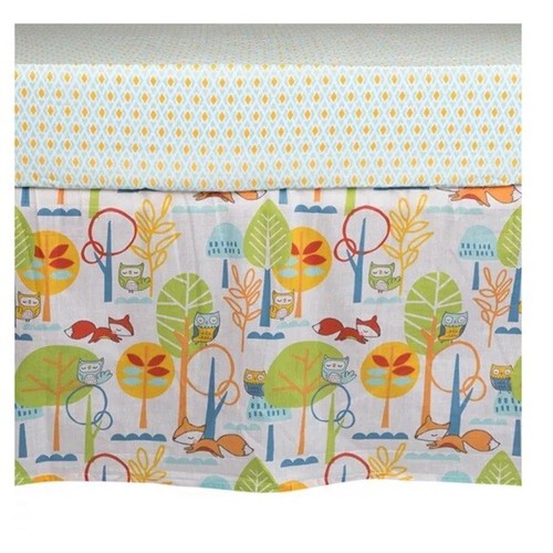 Poppi Living Crib Bed Skirt Owl Print Enchanted Forest Kids - Afbeelding 3 van 7