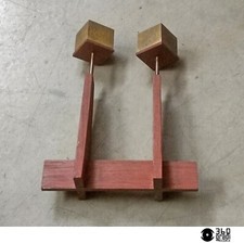 Portacandele in legno e ottone vintage Italy 1950