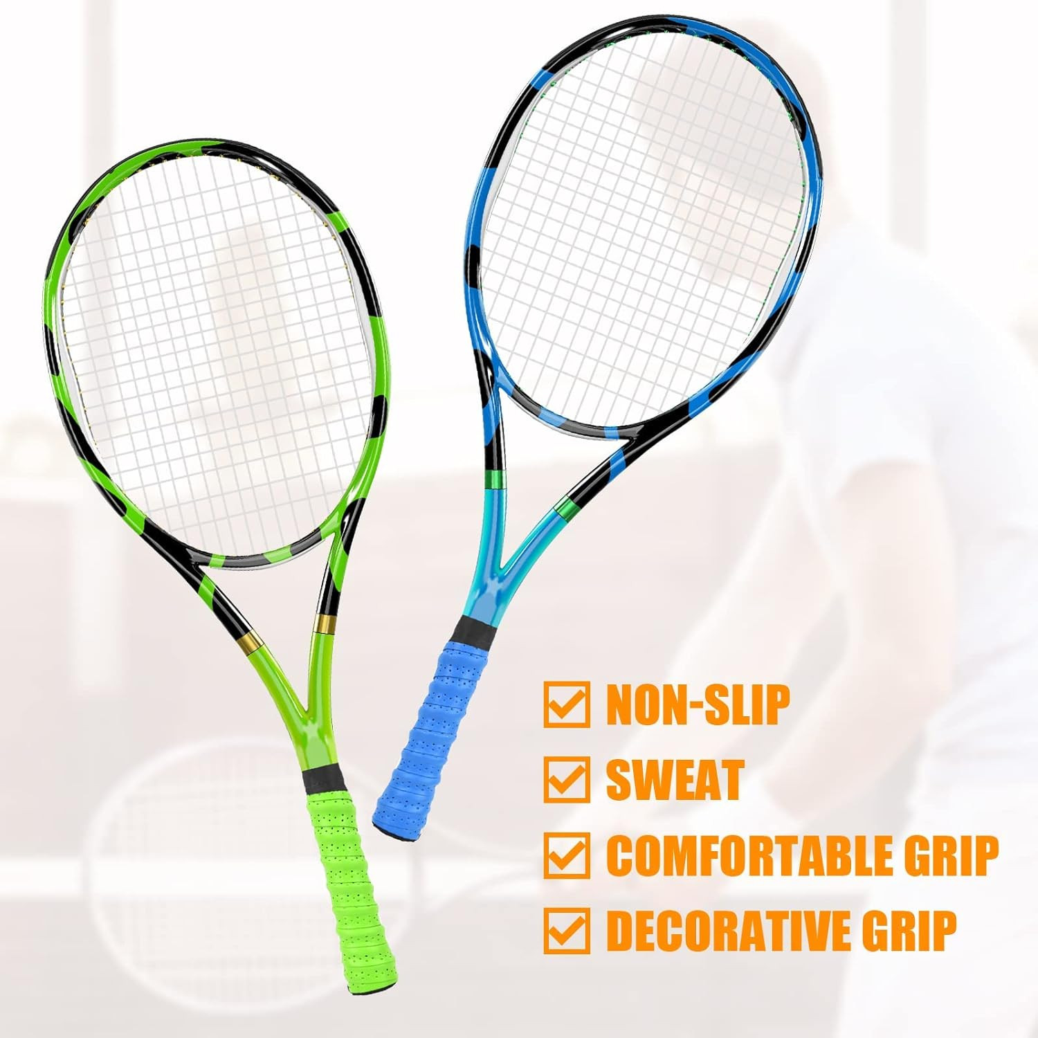 6Pcs Tennis Racket Grip Tape, PU Absorbent Tennis Racket Badminton Grip Tape Per