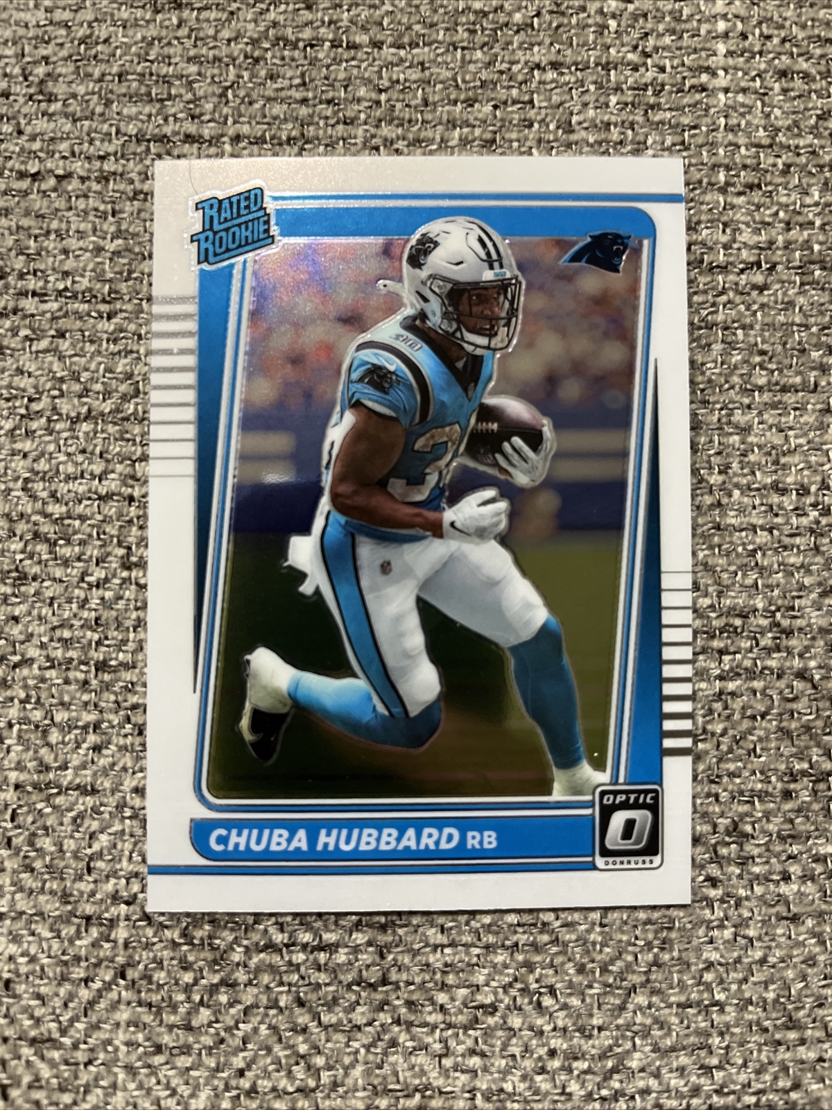 2021 Panini Donruss Optic NFL Chuba Hubbard Rated Rookie Base #225 Panthers