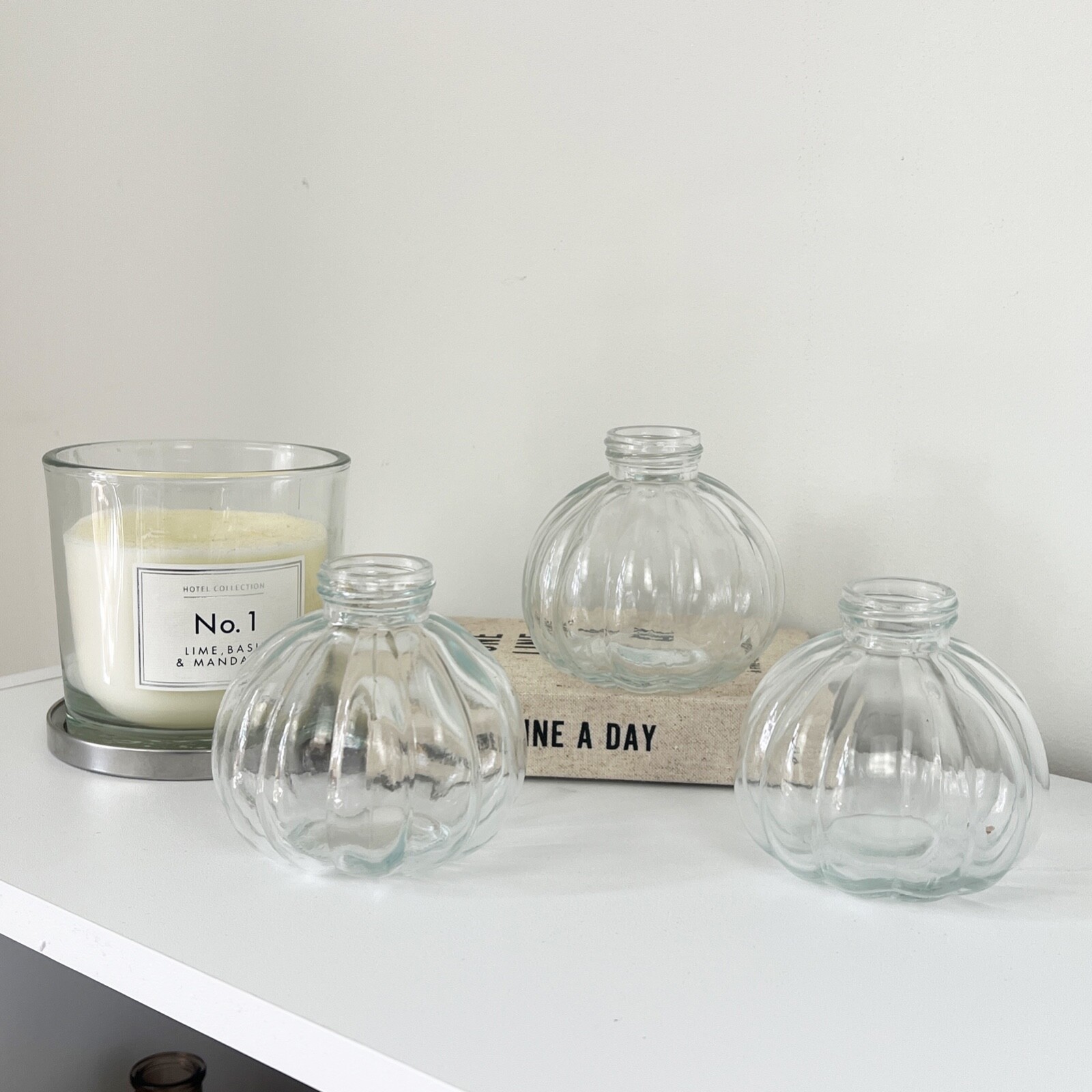 Glass Bud Vase Set of 3 for Flowers Artificial Stem Small Wedding Vintage Home