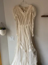 Vtg Susan Lanes Country Elegance Ivory Lace Wedding Dress  Accent 70s sz 4