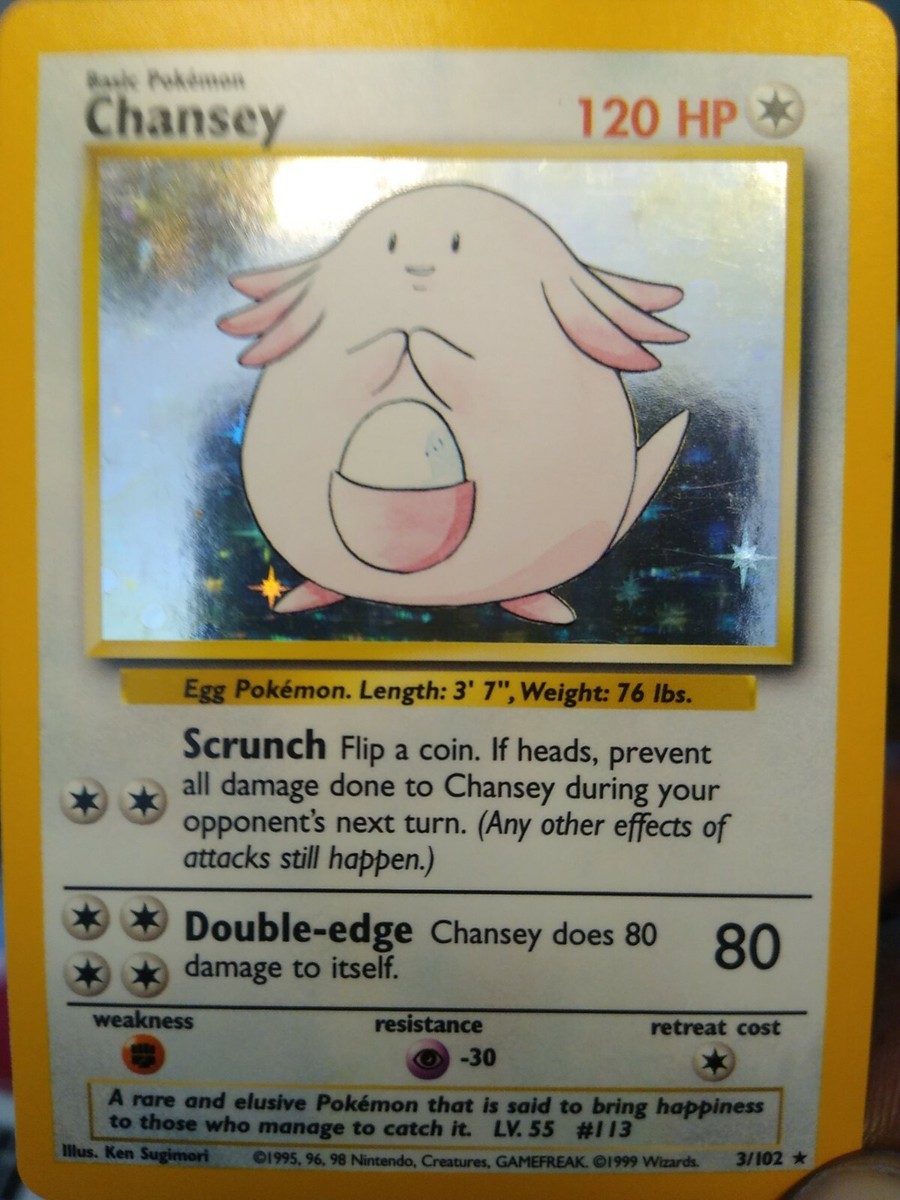 1999 chansey pokemon card Base Set #113 Holo Japanese With Swirl Gamers Combined prevent all damage done to Chansey during your opponents next turn How playground sexism led to