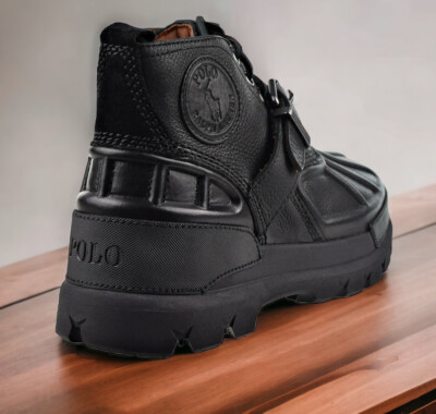 Polo Ralph Lauren Black Oslo Low RRL Leather Nylon Boots  display picture 3