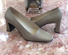 VIA SPIGA Nude Leather Square Toe Heel Pump Size 6.5M EUC, Made in Italy, 259