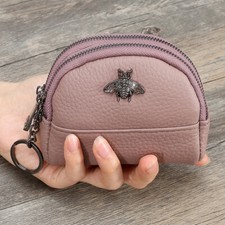 Womens Coin Purse Change Wallet Small Leather Zipper Card Holder Keychain Wallet