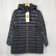 Save The Duck Irisy Coat Women's Sz 4/XL Animal Free Quilted Jacket Black
