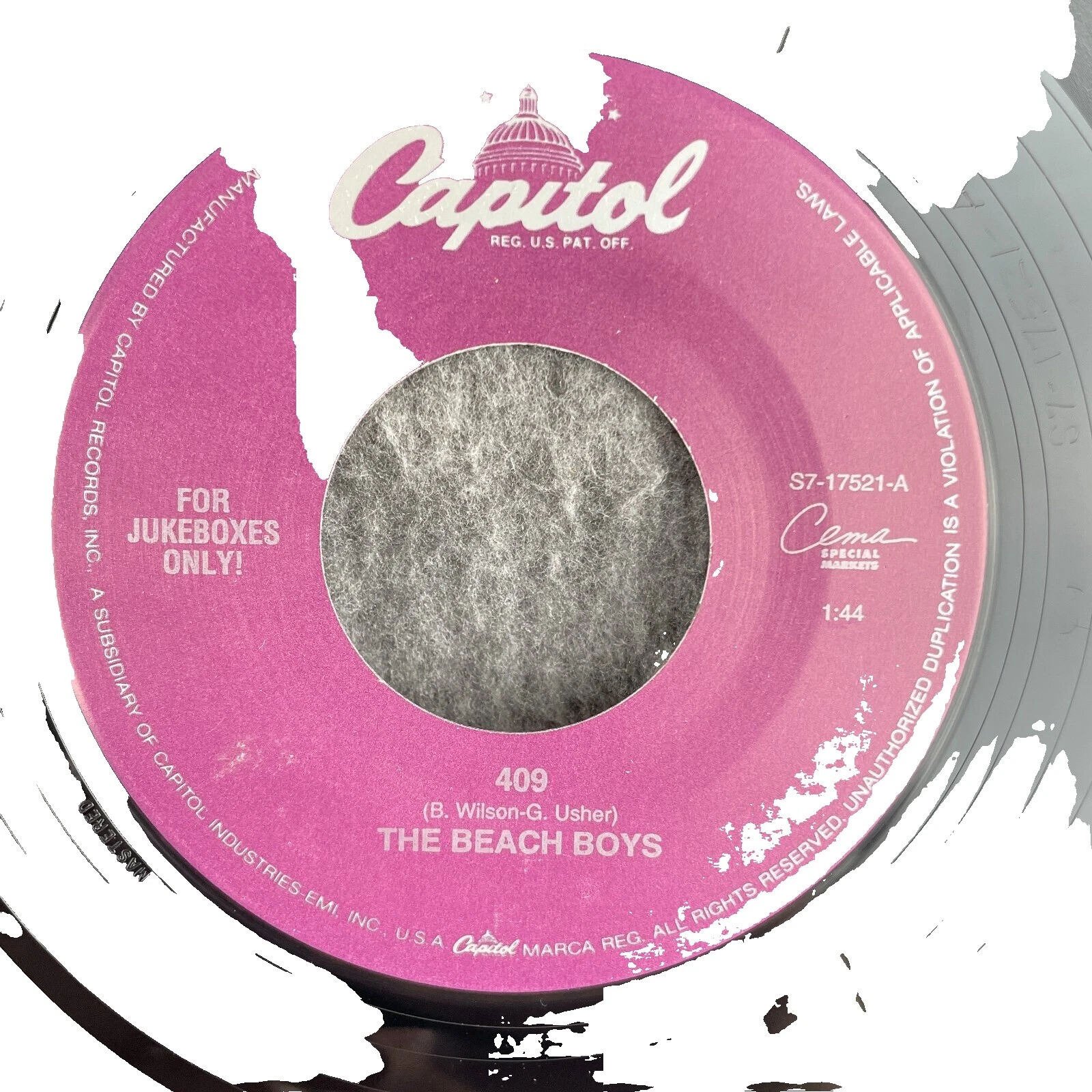 The Beach Boys 45 RPM Speed Vinyl Records