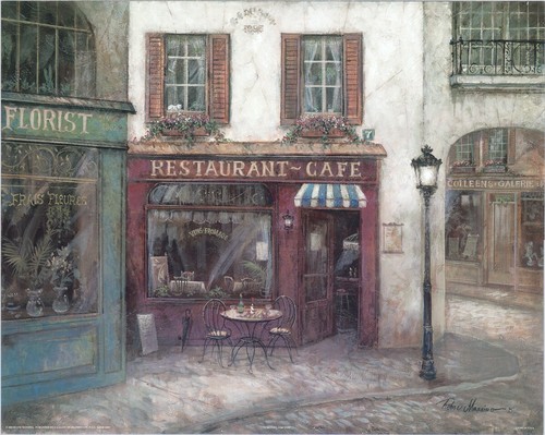 Ruane Manning My Favorite Getaway Romantic French Restaurant Set of 2 20x16 in - Picture 2 of 2