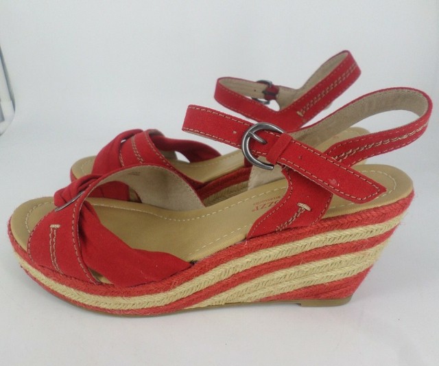 red espadrilles wedges uk