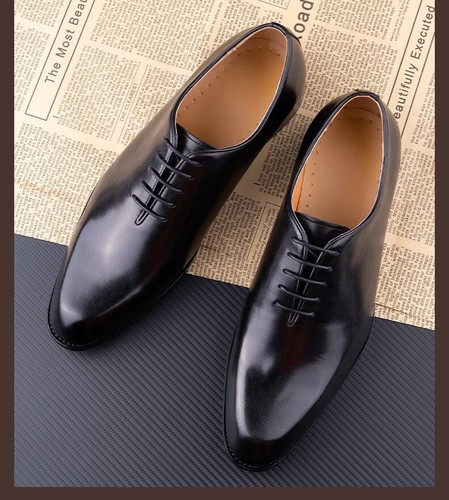 Hombres Zapatos de Cuero Informales Oxford Zapatos de Trabajo de Negocios Negro Café Calzado con Cordones - Imagen 18 de 20