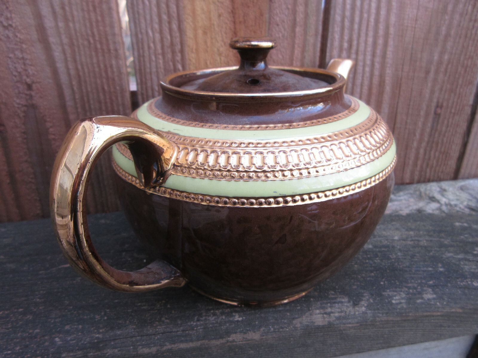 Antique Vintage Sadler Gold & Brown Teapot made in Staffordshire