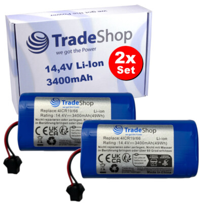 2x Li-Ion Akku 14,4V / 3400mAh ersetzt Ecovacs BFG-WSQ ICR18650-26J-4S1P