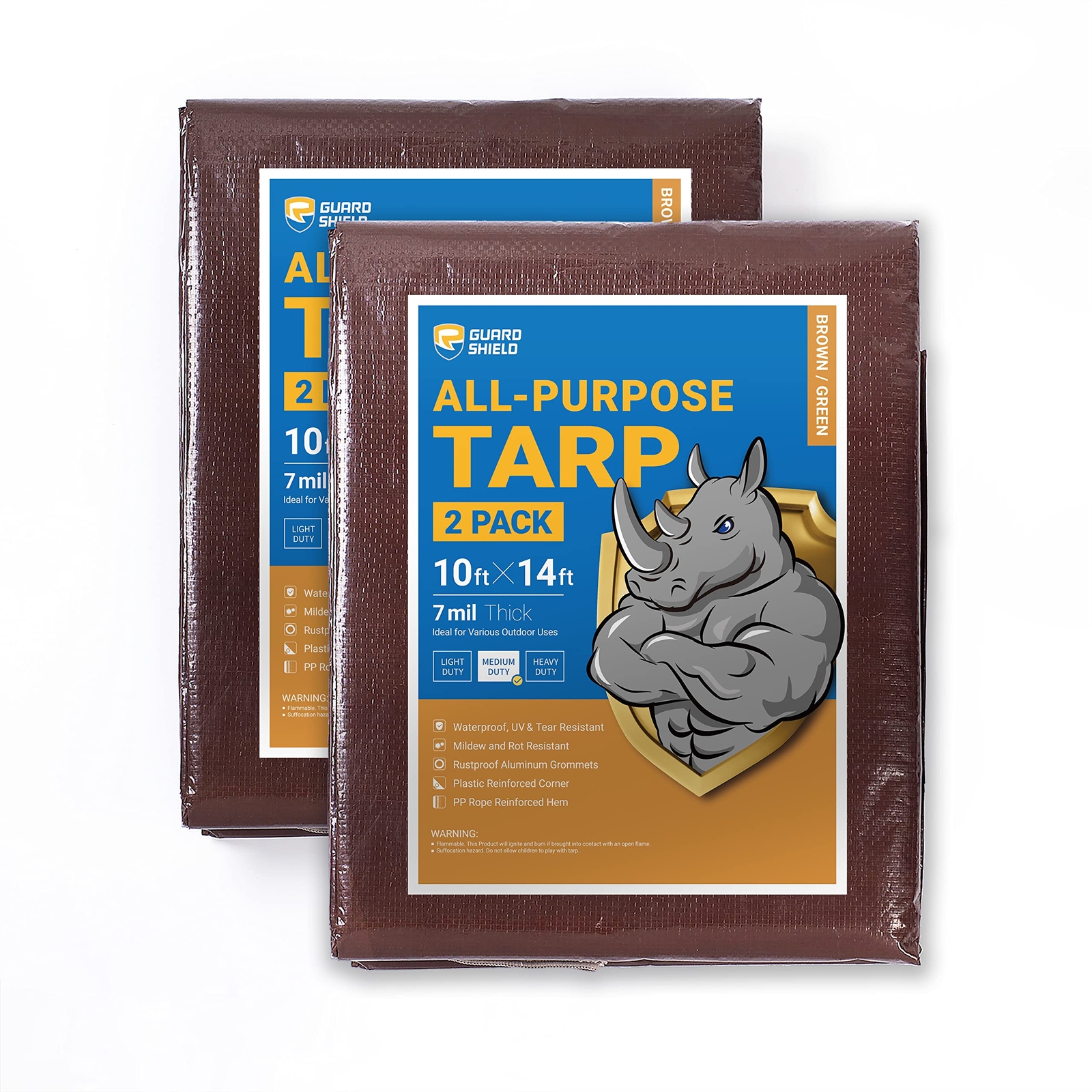 10x14 Brown/Green Medium Duty Waterproof Poly Tarp for Outdoor Use