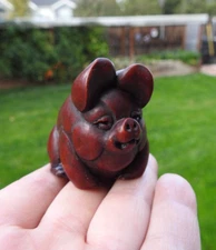 Vintage  Adorable BOMA Small Pig Made In Canada with Sticker Figurine 2" Tall