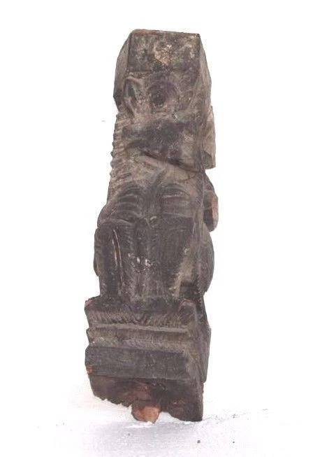 Panel de madera antiguo vintage raro tallado soporte Yali decoración del hogar coleccionable Foto 4 de 4