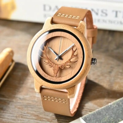 BOBO BIRD Marke Bambu Herrenuhren, Stilvolle Quarzuhr, Einzigartige Armbanduhr