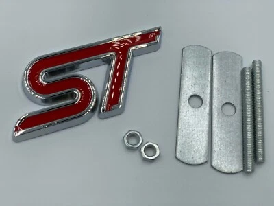 Ford ST Badge Red chrome Grill Focus Kuga Puma Fiesta Performance ST Car Badge