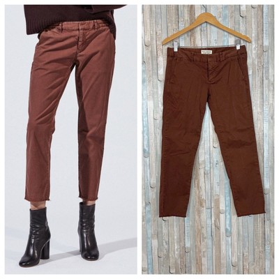 Nili Lotan 4 Rust Brown East Hampton Pants Slim Fit Ankle Trouser Raw Hem  $345 | eBay