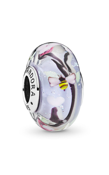Authentic PANDORA 925 Ale Enchanted Garden Flower Glass Charm Pendant