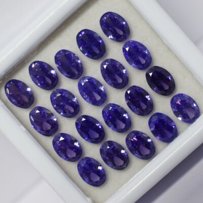 12 Pcs Natural Untreated Tanzanite Oval Shape Purple 7x5 mm CERTIFIED Gemstone