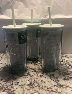 New Starbucks 2023 Recycled Core Mint Glass Grande Triangle Cold Cup Tumbler  | eBay