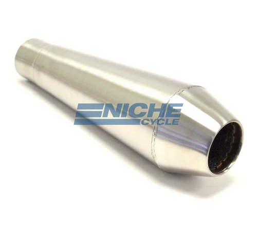 12" Stainless Steel Performance Motorcycle Muffler Reverse Cone  2.0"