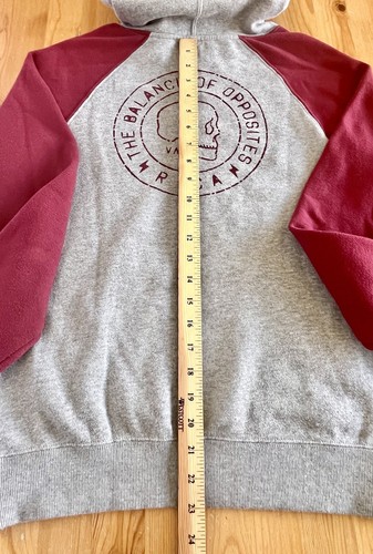 RVCA Hoodie Adult Size Small Gray Maroon Slim Fit Balance of Opposites Skull EUC - Picture 18 of 18