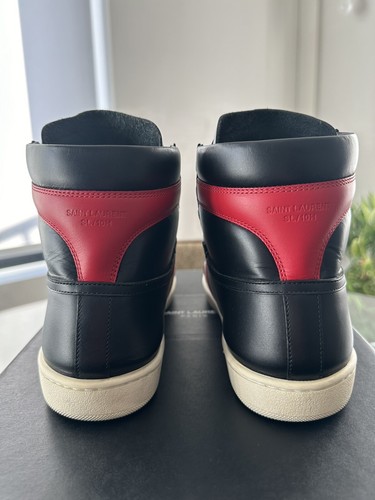 Saint Laurent Men's Court Classic SL/10H High Top Sneakers Red/Black Size EU 40 - Picture 5 of 17