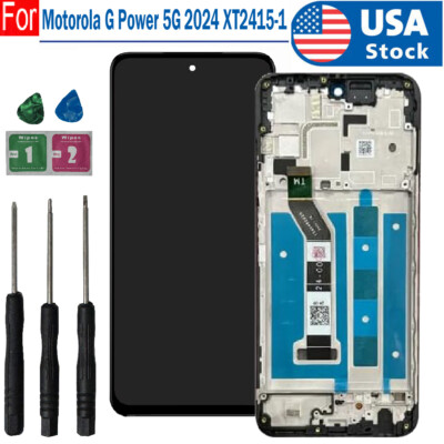 New For Moto G Power 5G 2024 XT2415-1 XT2415V LCD Touch Screen Digitizer w/Frame