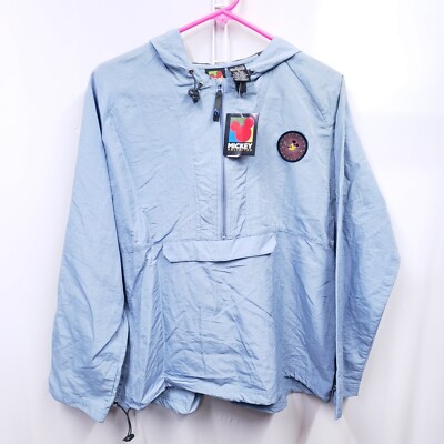 Y2K Mickey UNLIMITED Women's Sz L Mickey Mouse Windbreaker Jacket Cool Blue NWT