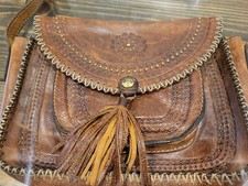 Patricia Nash Women's Cognac Braumont Distressed Vintage Leather Purse Preowned