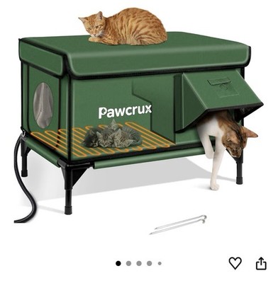 Pawcrux Heated Insulated Outdoor Dog House Small Raised Removable Roof 2025-GJW 