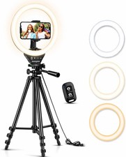 Sensyne Ring Light with Stand, 50" Phone Tripod for iPhone Android, LED Ring