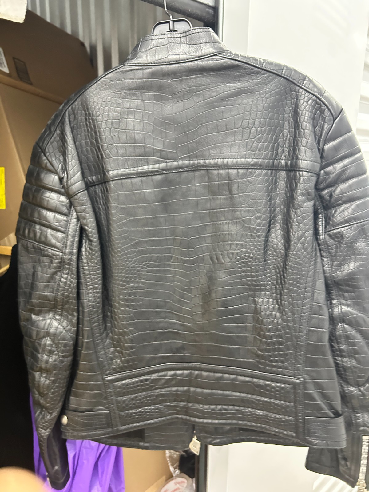 Tom Ford Leather Biker Crocodile Jacket in Black size It 52 image 8