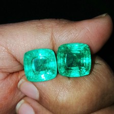 8 Cts Each Colombian Natural Green Emerald Cushion Cut Certified Loose Gemstone