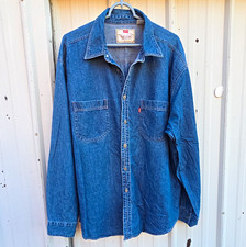 VTG 1997 Levi's Red Tab Denim Button-Up Shirt Men's L Blue Long Sleeve Cotton